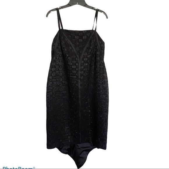 Isabel Toledo x Lane Bryant NWT Deco Seamed Fishtail Midi Dress Black Size 12 - Picture 6 of 8